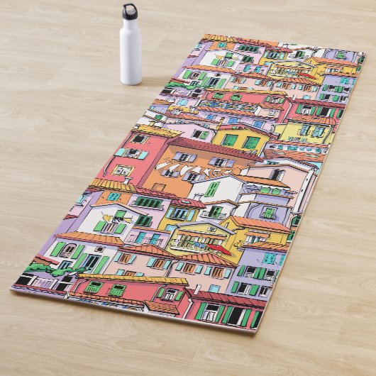 Attractive watercolor pattern of a community fun yogamat (In situ)