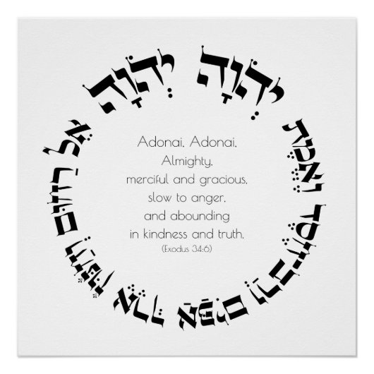 Attributen van Divine Mercy Hebrew Jewish Prayer Perfect Poster (Voorkant)
