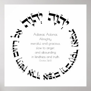 Attributen van Divine Mercy Hebrew Jewish Prayer Poster