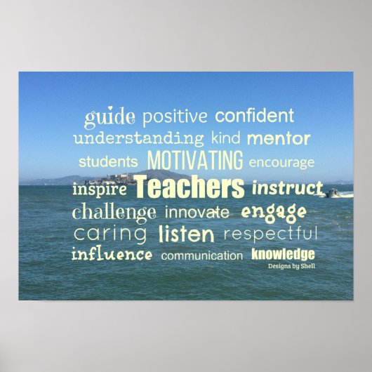 Attributen van een Great Teacher Word Collage Poster (Voorkant)