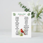 Attributen van God Kerst Vogels en Takken Briefkaart (Staand voorkant)