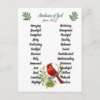 Attributen van God Kerst Vogels en Takken Briefkaart