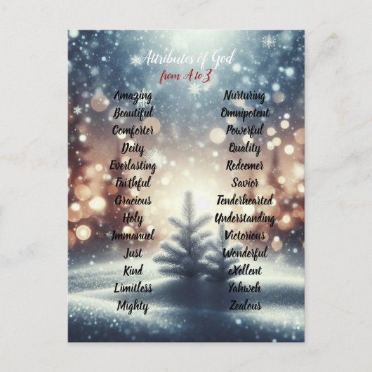 Attributen van God Kerstmis Winterdagen Briefkaart (Voorkant)