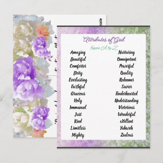 Attributen van God van A tot Zed Briefkaart (Voorkant / Achterkant)