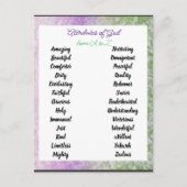 Attributen van God van A tot Zed Briefkaart (Voorkant)