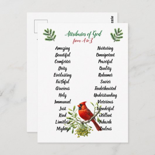 Attributes of God Christmas Birds and Branches Briefkaart (Voorkant / Achterkant)