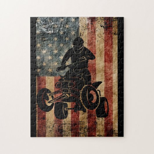 ATV 4 Wheeler American Flag USA Legpuzzel (Verticaal)