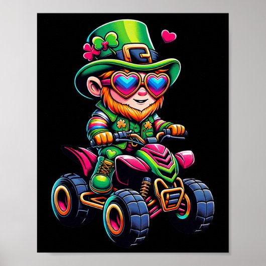 ATV 4 Wheeler Leprechaun Kinder Mannen Vrouwen St  Poster (Voorkant)