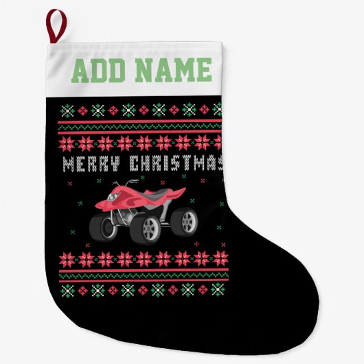 ATV 4 Wheeler Ugly KerstSweater Grote Kerstsok (Voorkant)