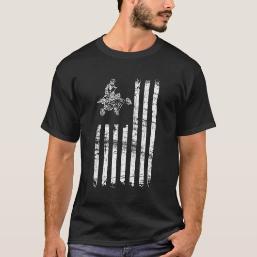 ATV Amerikaanse vlag vier wieler quad fiets T-shirt (Voorkant)