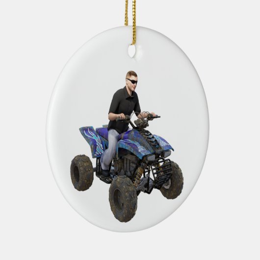 ATV Blue Mud Rider Ceramic Ornament (Rechts)