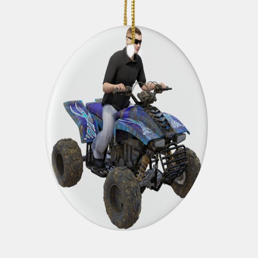 ATV Blue Mud Rider Keramisch Ornament (Rechts)