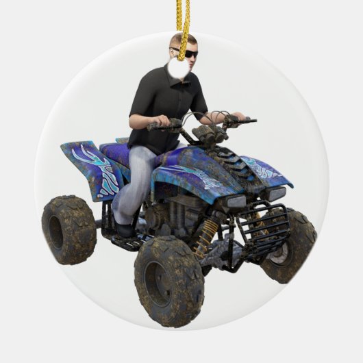 ATV Blue Mud Rider Keramisch Ornament (Voorkant)