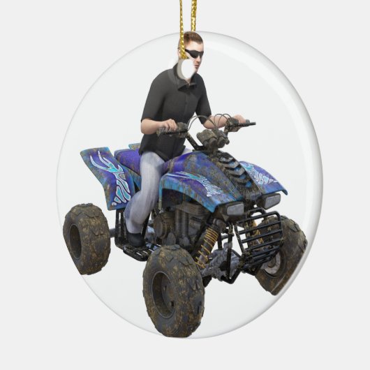 ATV Blue Mud Rider Keramisch Ornament (Links)