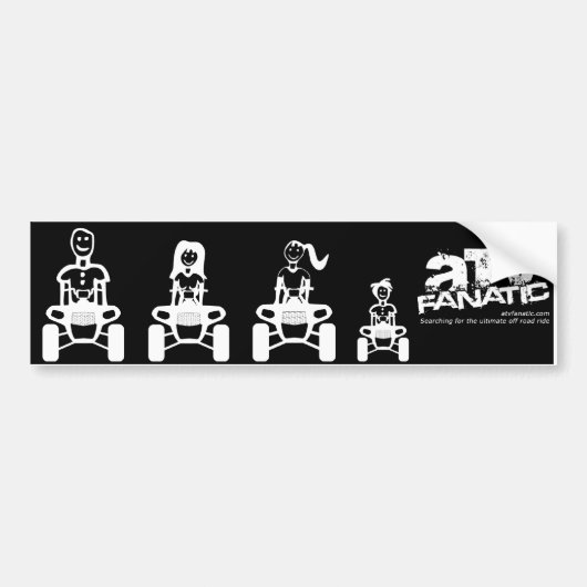 ATV Family Stick Figuur (Papa, Mam, Dochter, Zoon) Bumpersticker (Voorkant)