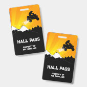 Atv jump Teacher Hall Pass Badge (Voor- en achterkant)