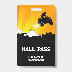 Atv jump Teacher Hall Pass Badge