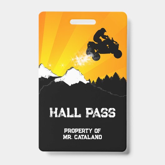 Atv jump Teacher Hall Pass Badge (Voorzijde)