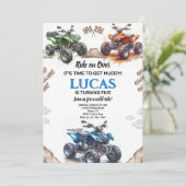 ATV Quad Bike Birthday Party Kaart (Staand voorkant)