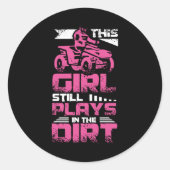 ATV Quad Girl Ronde Sticker (Voorkant)