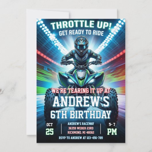 ATV Vierwieler Verjaardagsfeest Uitnodiging  (Voorkant)