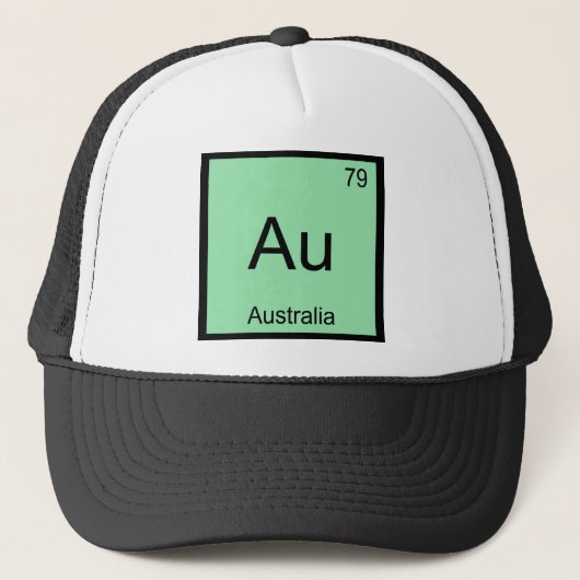 Au - Australië Chemie Elementsymbool Aussie T-shir Trucker Pet (Voorkant)