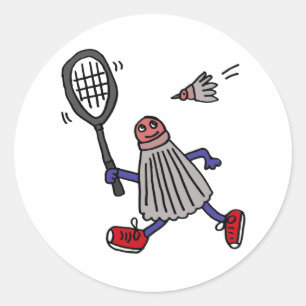 AU- Badminton Birdie Spelen Badminton Cartoon Ronde Sticker