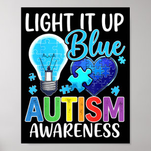 Au-bewustzijn gloeilamp schijnt blauw poster