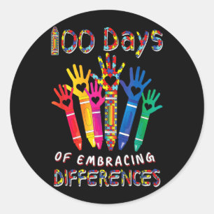 Au bewustzijn omarm verschillen 100 dagen van ronde sticker