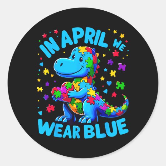 Au bewustzijn T-Rex Dino Ronde Sticker (Voorkant)