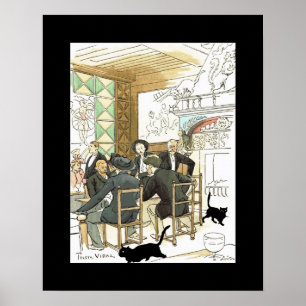 Au Chat Noir ~ Bij de zwarte kat ~ Pierre Vidal Poster