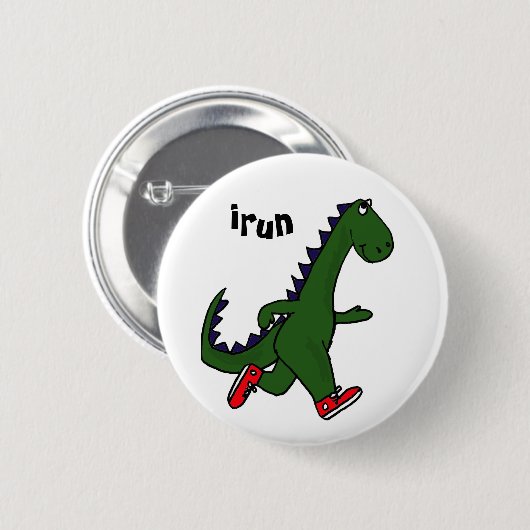 AU- Funny Jogging Dinosaur Button (Voorkant /achterkant)
