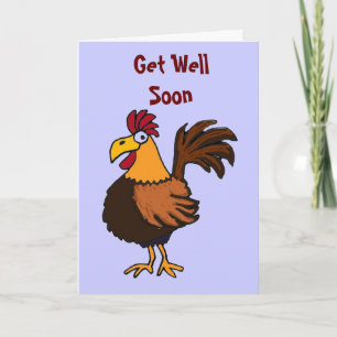 AU- Funny Rooster Get Well Card Kaart