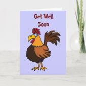 AU- Funny Rooster Get Well Kaart (Voorkant)