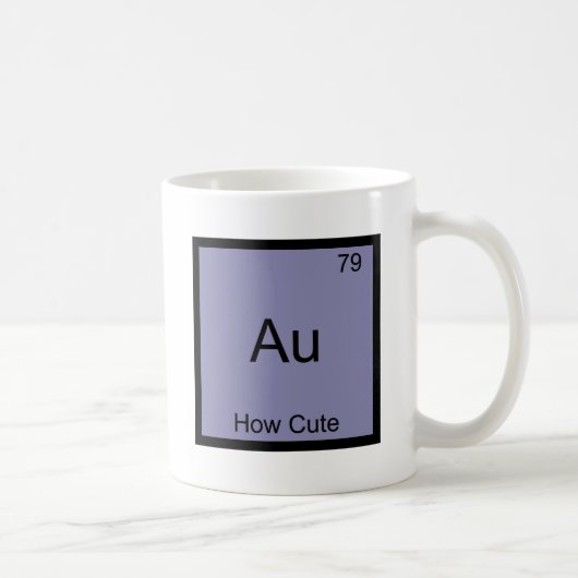 Au - How Cute Chemistry Element Symbol Funny Koffiemok (Rechts)