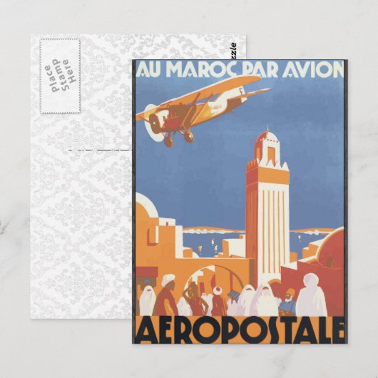 Au Maroc Par Avion Aeropostale,  Briefkaart (Voorkant / Achterkant)