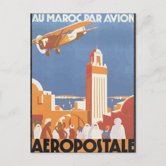 Au Maroc Par Avion Aeropostale, Briefkaart (Voorkant)
