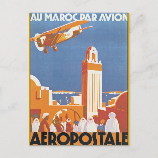 Au Maroc Par Avion Briefkaart (Voorkant)