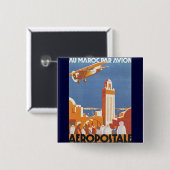 Au Maroc Par Avion Vierkante Button 5,1 Cm (Voorkant /achterkant)
