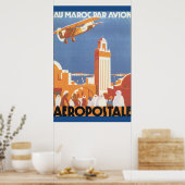Au Maroc Par Avion Vintage Poster (Keuken)