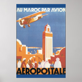 Au Maroc Par Avion Vintage Poster