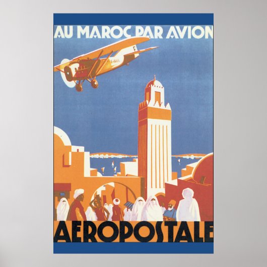 Au Maroc Par Avion Vintage Poster (Voorkant)