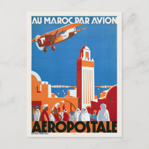 Au Maroc Par Avion Vintage Poster 1930 Briefkaart
