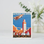 Au Maroc Par Avion Vintage Poster 1930 Briefkaart (Staand voorkant)
