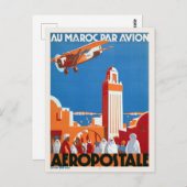 Au Maroc Par Avion Vintage Poster 1930 Briefkaart (Voorkant / Achterkant)