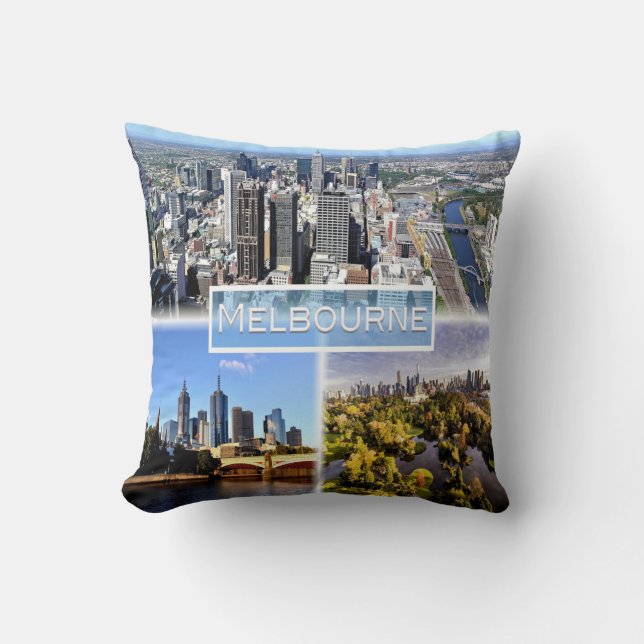 AU Melbourne - Downtown en de rivier Yarra - Skyli Kussen (Voorkant)