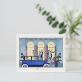 Au Revoir, 1920 Art Deco-illustratie Briefkaart (Staand voorkant)