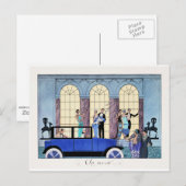 Au Revoir, 1920 Art Deco-illustratie Briefkaart (Voorkant / Achterkant)