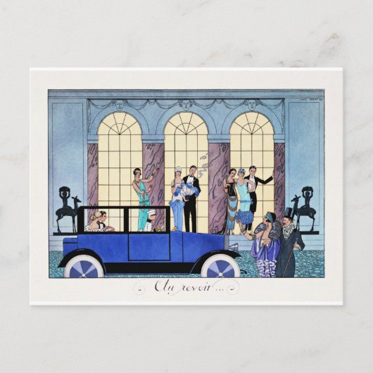 Au Revoir, 1920 Art Deco-illustratie Briefkaart (Voorkant)