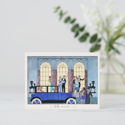 Au Revoir, 1920 Art Deco-illustratie Briefkaart (Staand voorkant)